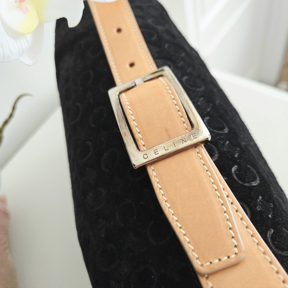 Authentic CELINE Rare Suede Vintage Macadam Bag Clutch Pochette Wallet Purse‎ - Picture 8 of 16